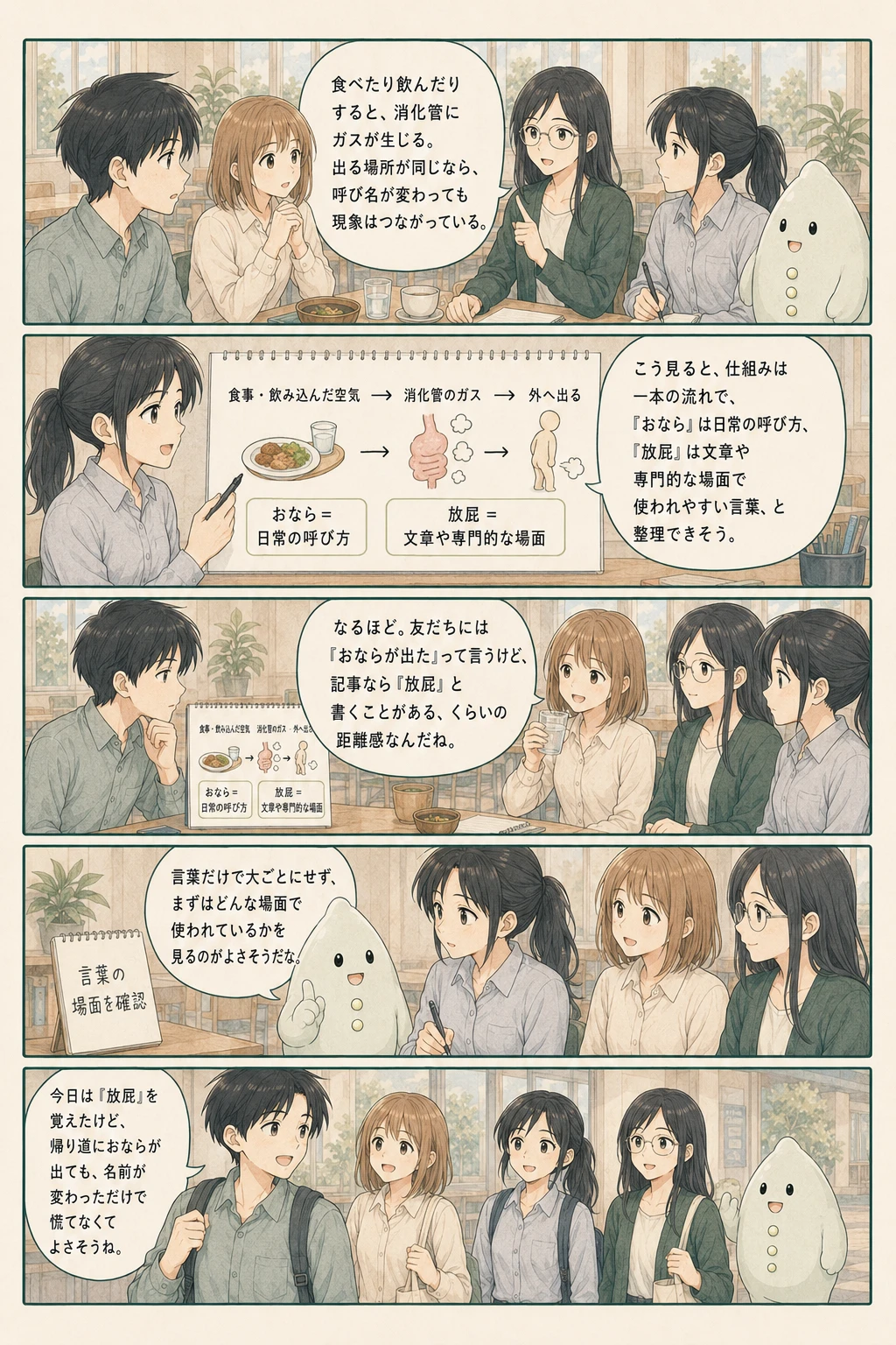 日常語と説明語を整理するアオイ、モク、ナラの4コマ漫画(2ページ目)